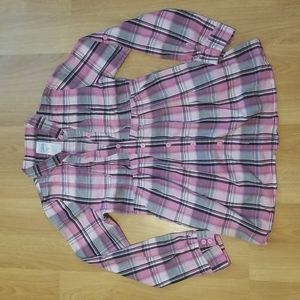 Siblings long sleeve pink plaid top size girls XL